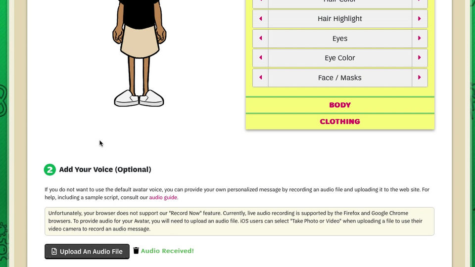 Recording a Message for Your Avatar - Participants